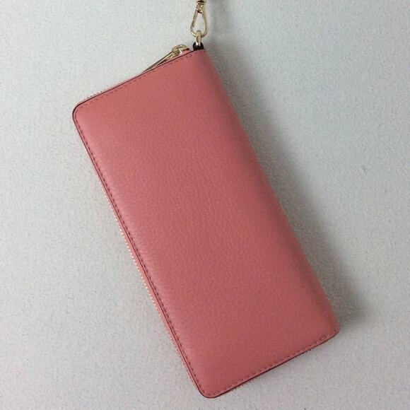 Michael Kors Peach Jet Set Continental Leather Wallet Wristlet NWT - Picture 3 of 6